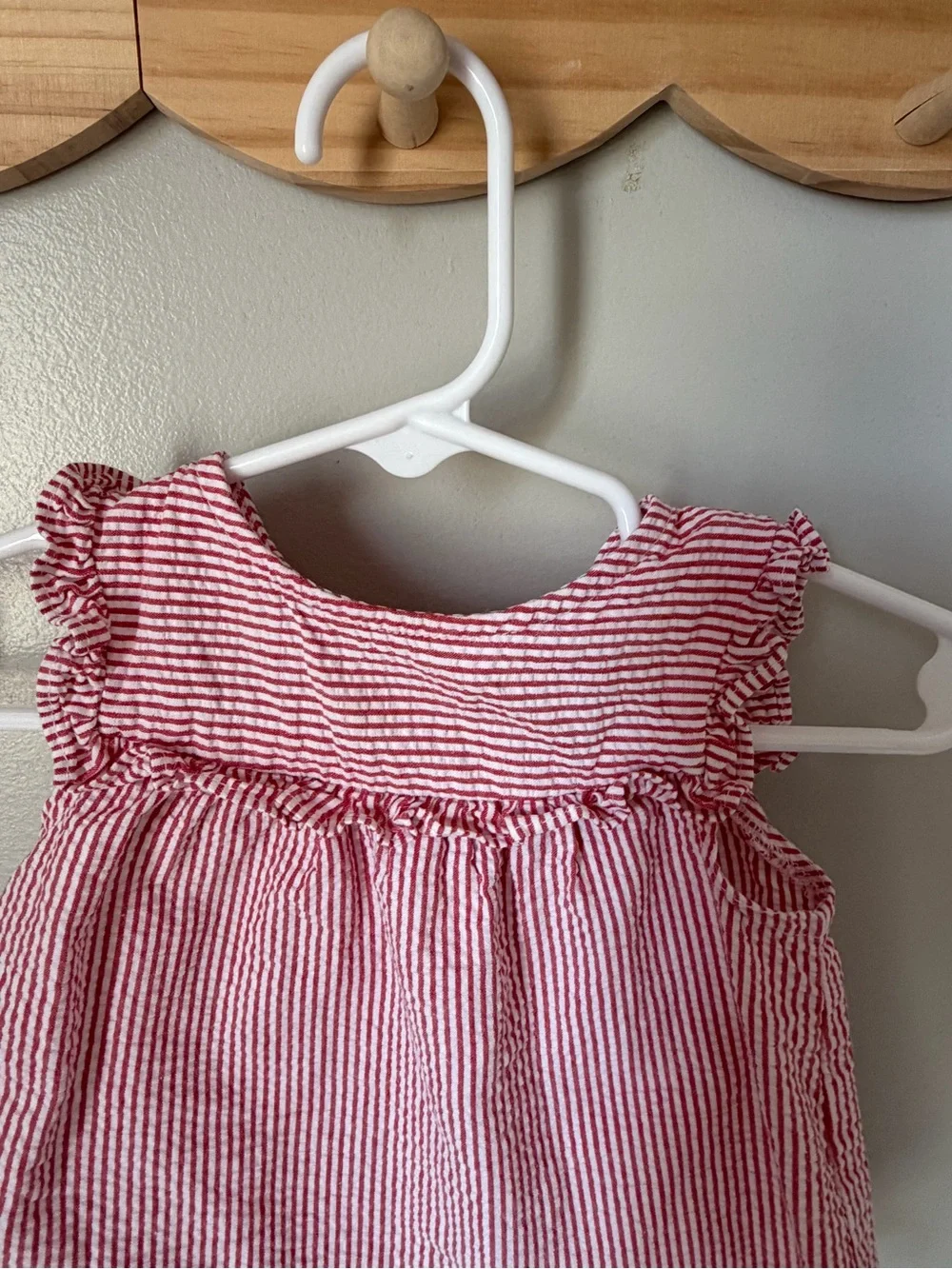 Starting Out Girls 6M 2pc Red/White Striped Ruffle Top & Shorts Cotton Set